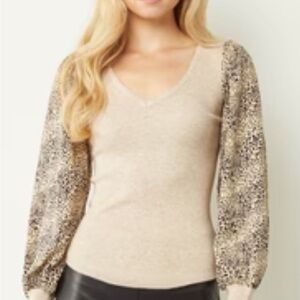 Entro Beige and Black Leopard Print Top